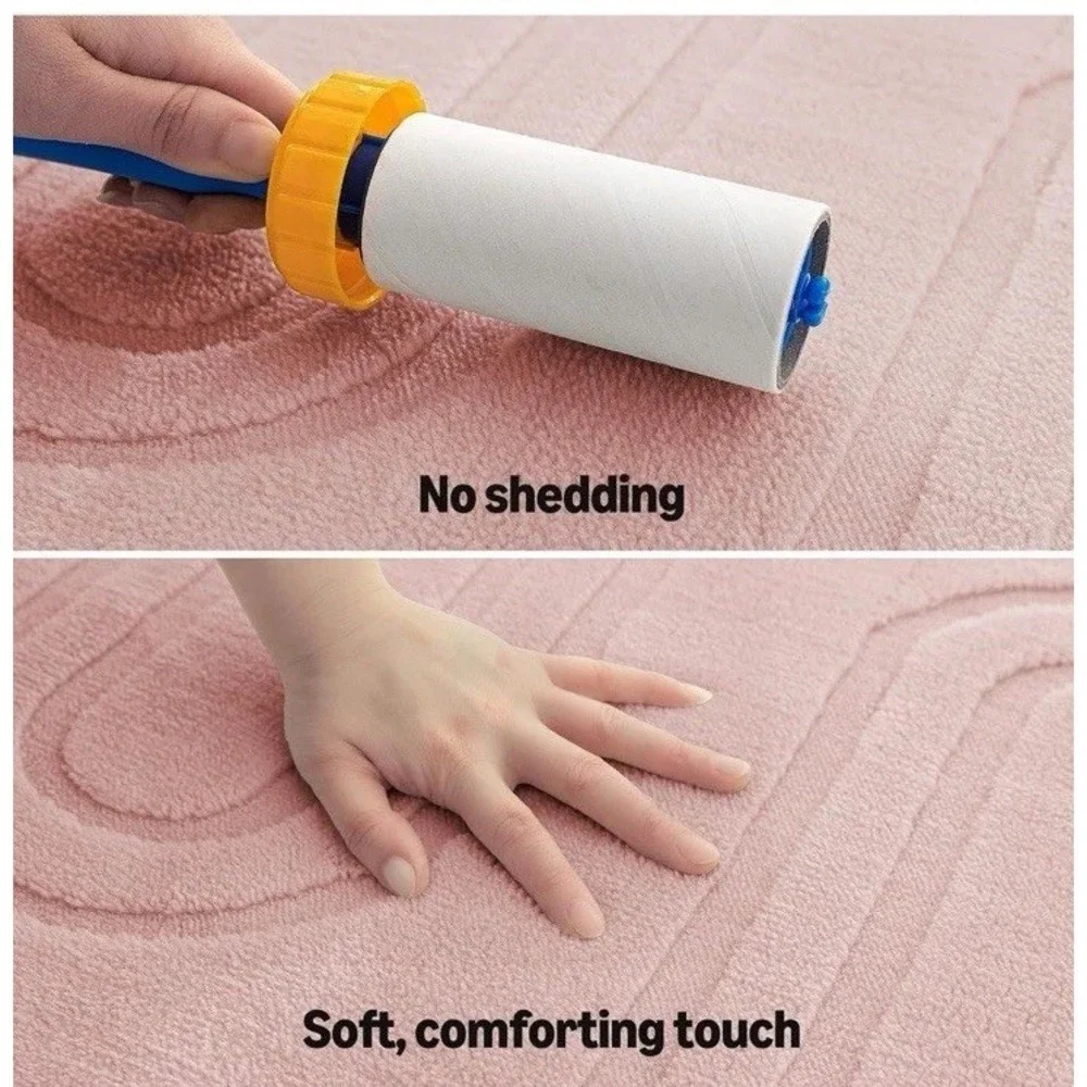 (23)Area Rugs, Soft-Touch Washable Home Decor Carpet Pink 7x5